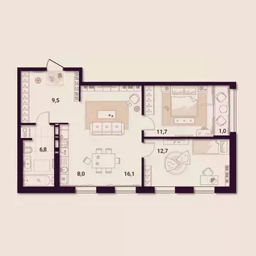 2-к кв. Приморский край, Артем ул. Куйбышева, 11А (65.75 м)