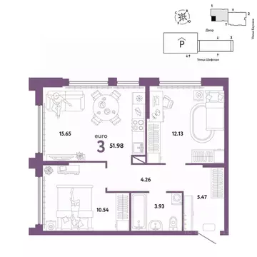 3-к кв. Свердловская область, Екатеринбург ул. Шефская, 22А (51.98 м)
