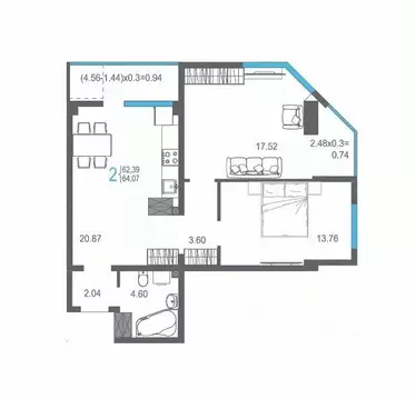 2-к кв. Крым, Ялта ул. Кирова, 155Ак1 (64.07 м)