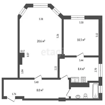 2-комнатная квартира: Калуга, улица Гурьянова, 17 (49.2 м)