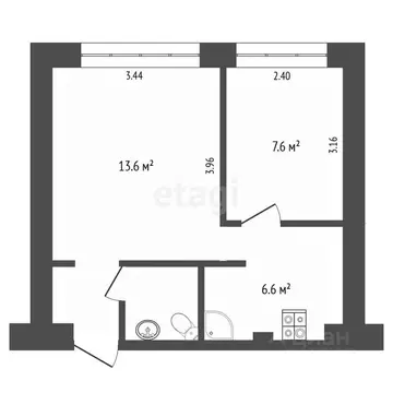 1-к кв. Псковская область, Печоры ул. Мелиораторов, 15Б (33.0 м)