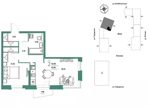 2-к кв. Свердловская область, Екатеринбург муниципальное образование, ...
