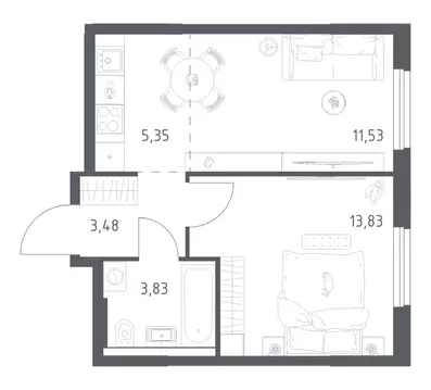 1-к кв. Башкортостан, Уфа ул. Минигали Губайдуллина, 8к9 (38.02 м)