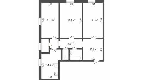 3-к кв. Вологодская область, Вологда Пролетарская ул., 73 (89.5 м)