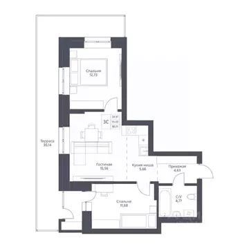 3-к кв. Новосибирская область, Новосибирск ул. Дуси Ковальчук, 246 ...