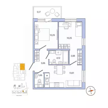 2-к кв. Ленинградская область, Гатчина ул. Чехова, 39к2 (49.3 м)