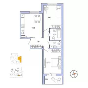 2-к кв. Ленинградская область, Гатчина ул. Чехова, 39к2 (65.5 м)