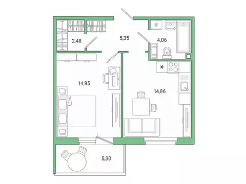 1-к кв. Ленинградская область, Гатчина ул. Чехова, 39к1 (43.2 м)