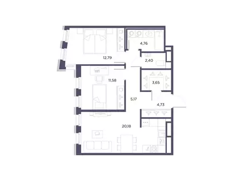 2-комнатная квартира: Санкт-Петербург, Лисичанская улица, 22 (65.26 м)