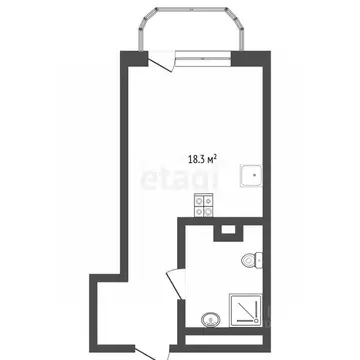 Студия Тюменская область, Тюмень ул. Новоселов, 105 (18.5 м)