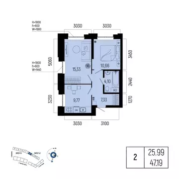 2-к кв. Башкортостан, Уфа Глумилино-1 мкр, Новатор жилой комплекс ...
