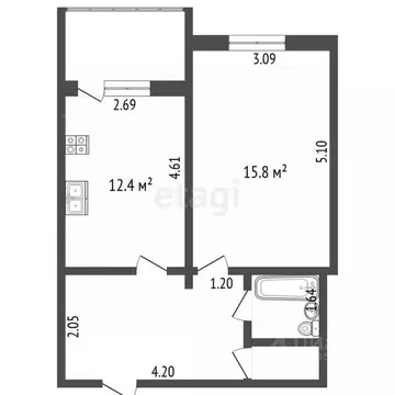1-к кв. Ставропольский край, Пятигорск Оранжерейный проезд (41.4 м)