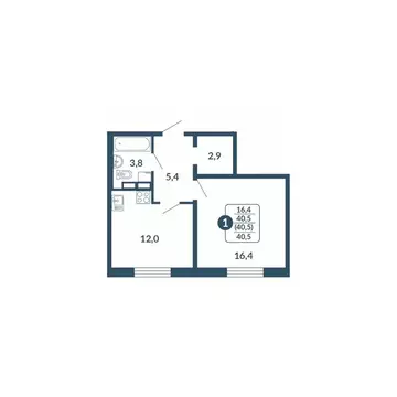 1-к кв. Кировская область, Киров Скандинавия жилой комплекс (40.5 м)