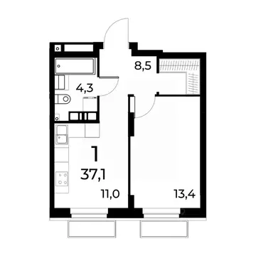 1-к кв. Нижегородская область, Нижний Новгород ул. Усиевича (37.2 м)
