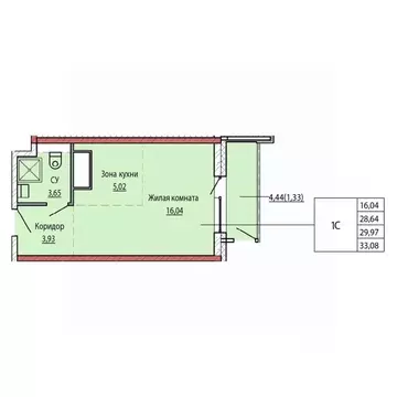 1-к кв. Хабаровский край, Хабаровск ул. Карла Маркса (29.15 м)