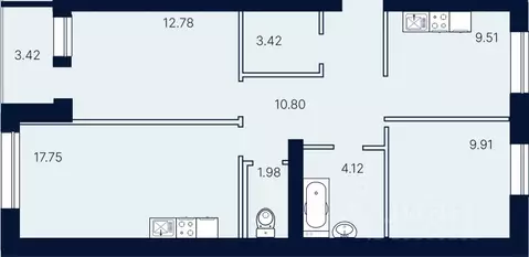 3-к кв. Саратовская область, Саратов ул. Имени Николая Егорова (73.69 ...