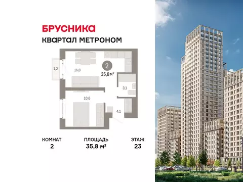 2-комнатная квартира: Москва, Тагильская улица, 6/1 (35.8 м)