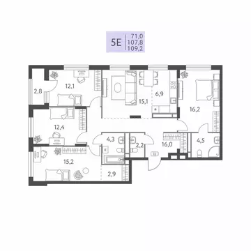 5-к кв. Пермский край, Пермь ул. Левченко, 8 (109.2 м)