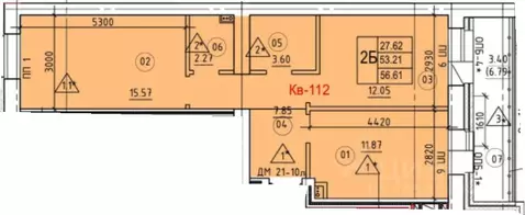 2-к кв. Татарстан, Казань проезд Яраткан, 5А (56.61 м)