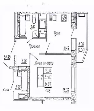 1-к кв. Чувашия, Чебоксары ул. Ленинского Комсомола, поз3 (37.0 м)
