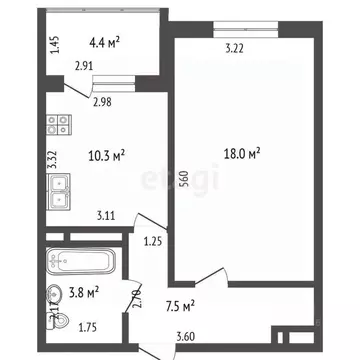 1-к кв. Краснодарский край, Краснодар Уральская ул., 75к1 (39.6 м)
