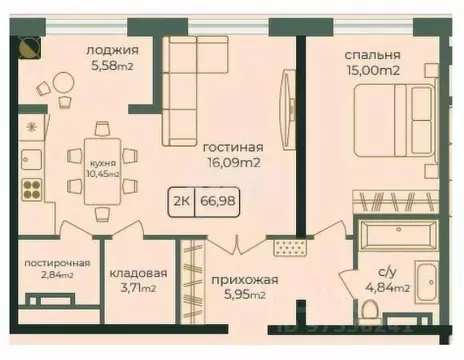 2-к кв. Дагестан, Каспийск просп. Акулиничева (66.98 м)