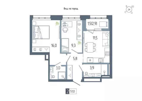 2-к кв. Башкортостан, Уфа Глумилино жилрайон, Аурум жилой комплекс ...