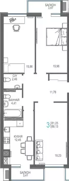 3-к кв. Крым, Симферопольский район, Гвардейское пгт, Республика жилой ...