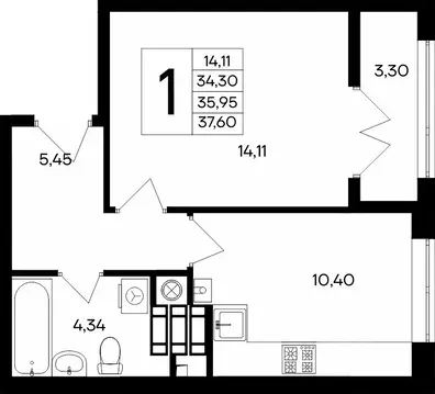 1-к кв. Крым, Евпатория Сезоны жилой комплекс (37.6 м)