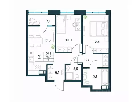 2-к кв. Забайкальский край, Чита Хороший мкр,  (53.6 м)