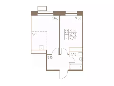 2-к кв. Московская область, Пушкино Фабрикант жилой комплекс, 1 (43.4 ...