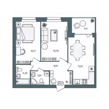 2-к кв. Ярославская область, Ярославль пос. Павловский, Волга-Лайф ...