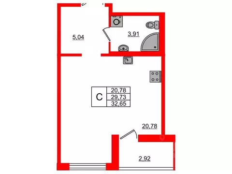 Студия Санкт-Петербург пос. Парголово, дор. Михайловская, 14к1 (32.65 ...