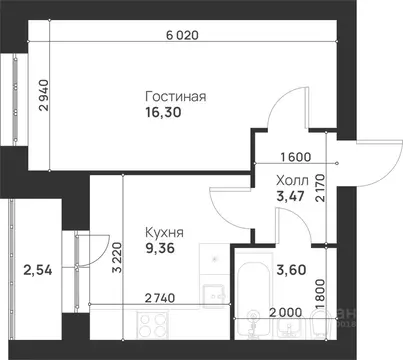 1-к кв. Тульская область, Тула ул. Героя России Зиничева, 5 (35.27 м)