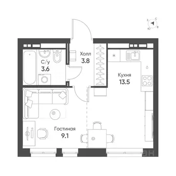 Студия Свердловская область, Екатеринбург Солнечный жилрайон,  (29.9 ...