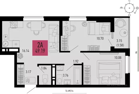 2-к кв. Ростовская область, Аксай  (49.19 м)