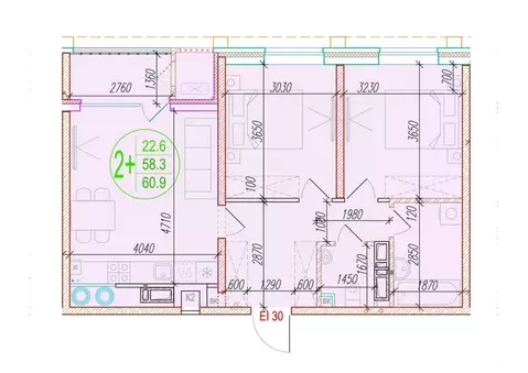 2-к кв. Астраханская область, Астрахань Центральный жилой комплекс ...