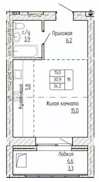 1-к кв. Алтайский край, Новоалтайск ул. Титова, 6 (34.2 м)