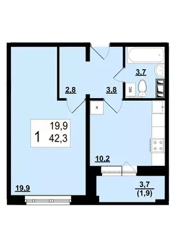 1-комнатная квартира: Ярославль, район Сокол, 2-й микрорайон (42.3 м)