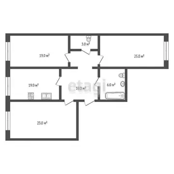 3-комнатная квартира: Каспийск, проспект Акулиничева, 33А (117.27 м)