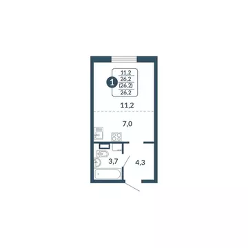 1-к кв. Кировская область, Киров Скандинавия жилой комплекс (26.2 м)