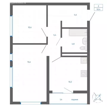 2-комнатная квартира: Екатеринбург, улица Вильгельма де Геннина, 59 ...