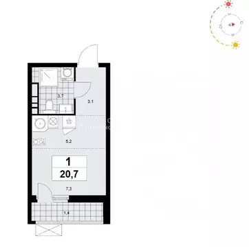 Студия Москва Скандинавия жилой комплекс, 18.2.4 (20.7 м)