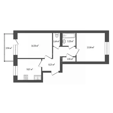 2-к кв. Архангельская область, Архангельск Рейдовая ул., 21к1 (58.86 ...