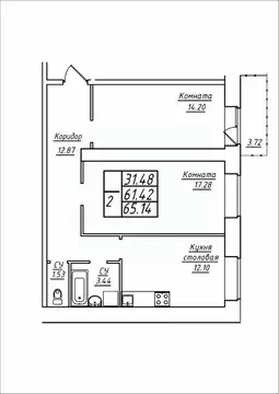 2-к кв. Самарская область, Самара ул. Стара-Загора, 249А (65.14 м)