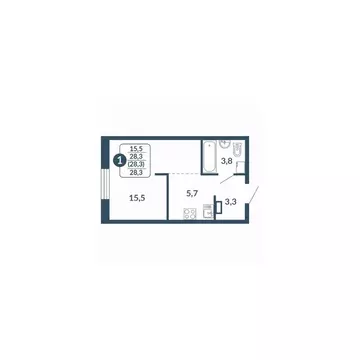 Студия Кировская область, Киров ул. Анжелия Михеева, 5 (28.3 м)