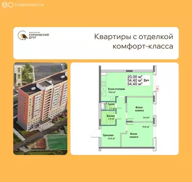 2-комнатная квартира: Нижний Новгород, квартал Кооперативный посёлок, ...