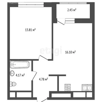 1-комнатная квартира: Тюмень, улица Андрея Приказнова, 7 (34.3 м)