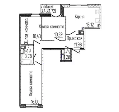 3-комнатная квартира: Сертолово, Центральная улица, 15 (70.9 м)