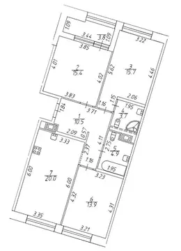 3-комнатная квартира: Санкт-Петербург, улица Челюскина, 10 (86 м)